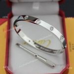 Cartier Love Bracelet Silver Bracelet With 4 Diamonds (Genuine 1:1 Replica)